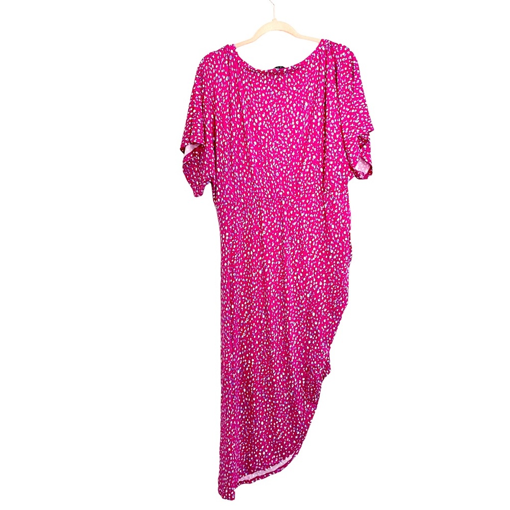 Eloquii Plus Size 18/20 Dolman Sleeve Ruched Dress Asymmetrical Pink Party Dress - Picture 4 of 7